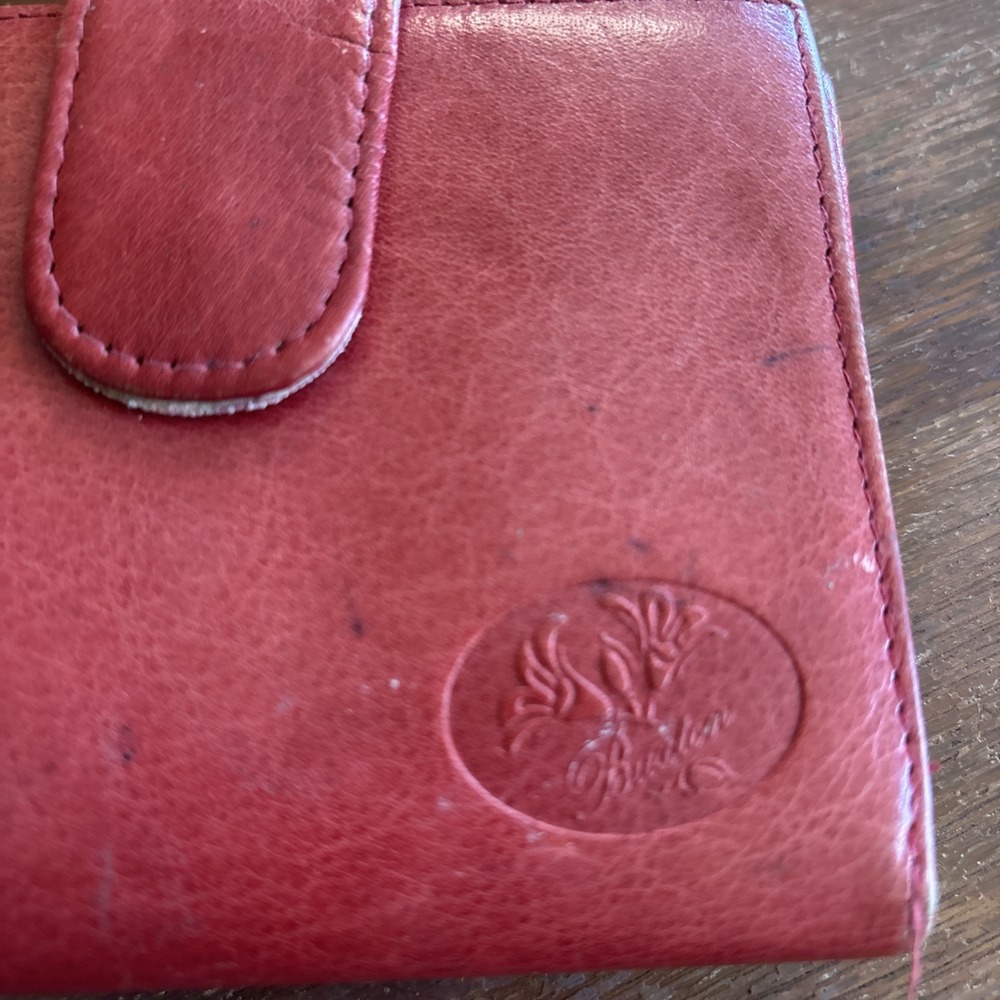 Buxton Red Leather Bifold Wallet